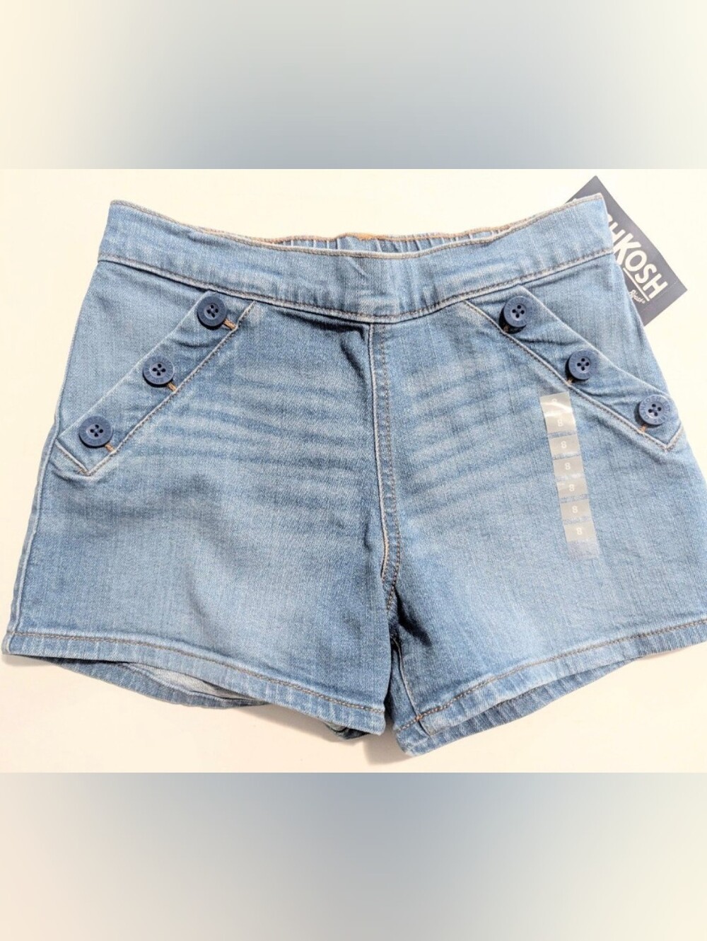 Girls Denim Button-Pocket Shorts